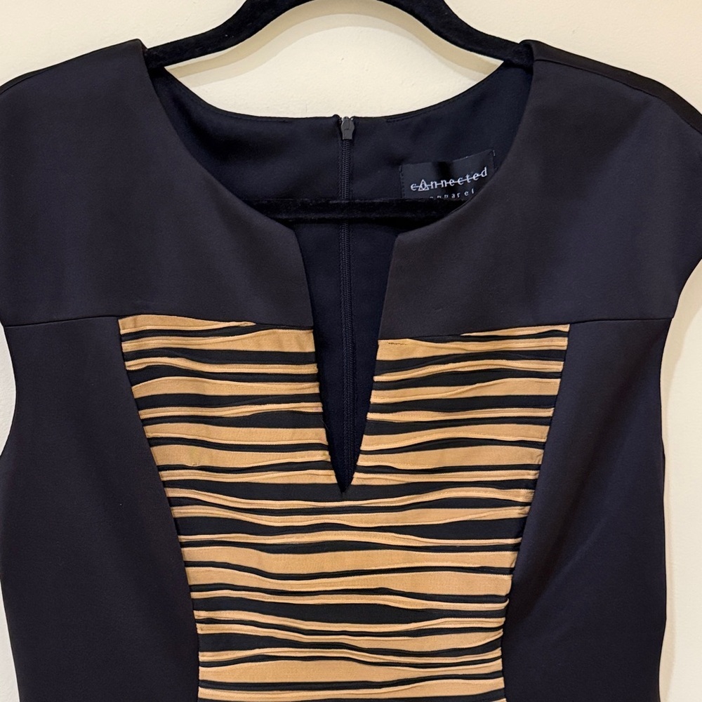 Connected Apparel Black and Brown Zebra Women’s Midi Dress Size 16/XL Stretch - Picture 3 of 8